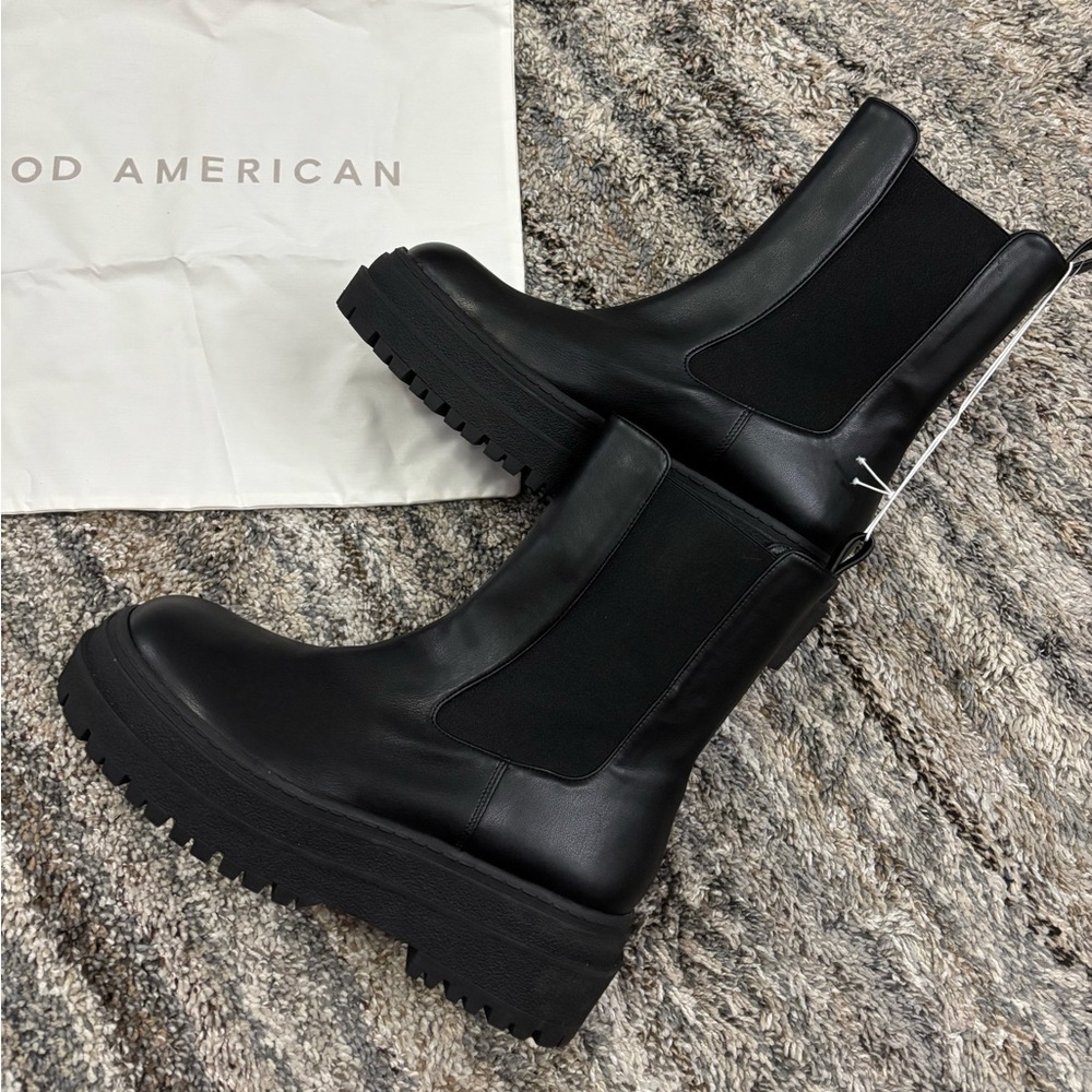 NWOT Good American Combat Chelsea Boots Sz 8 | Good American Combat Black Boots- - Picture 3 of 11